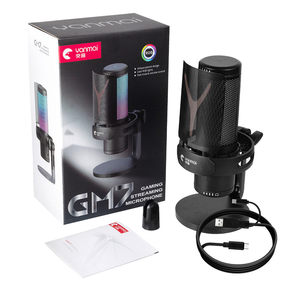 YANMAI GM7 RGB Gaming Condenser Mic Cell Phone Karaoke Microphone Real-Time Monitor Streaming Condenser Microphone YANMAI GM7 RGB Gaming Condenser Mic Cell Phone Karaoke Microphone Real-Time Monitor Streaming Condenser Microphone